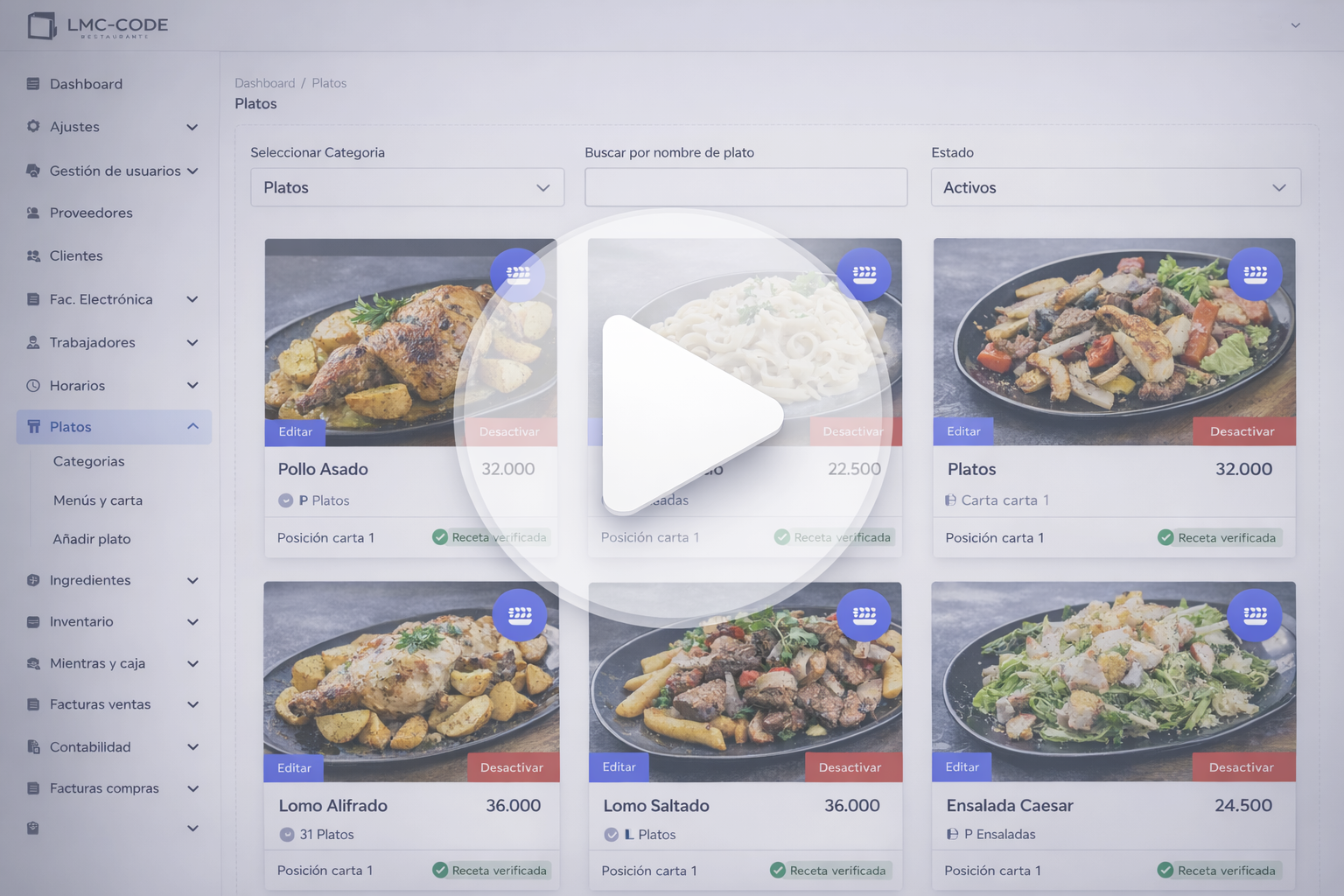 Videotutoriales del software ERP para restaurantes